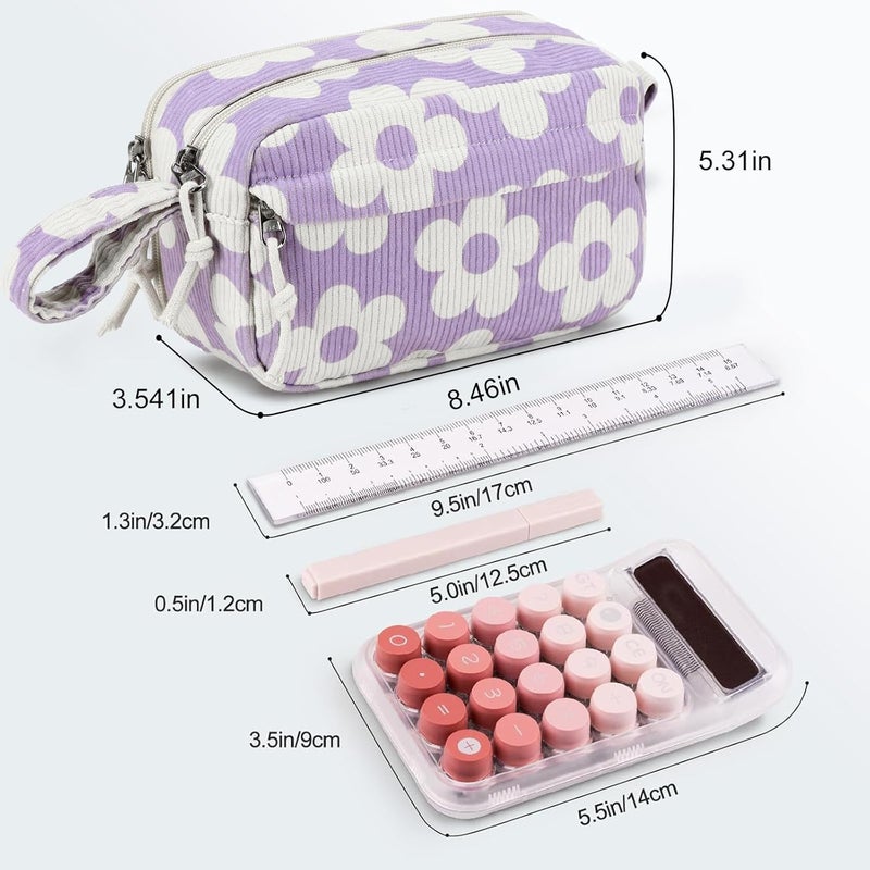 BLUBOON Big Capacity Pencil Case Pencil Pouch Pen Case School Supplies Cute Pencil Box Pencil Bag for Teen Girls Boys Women Man (Flower Purple) - Image 3